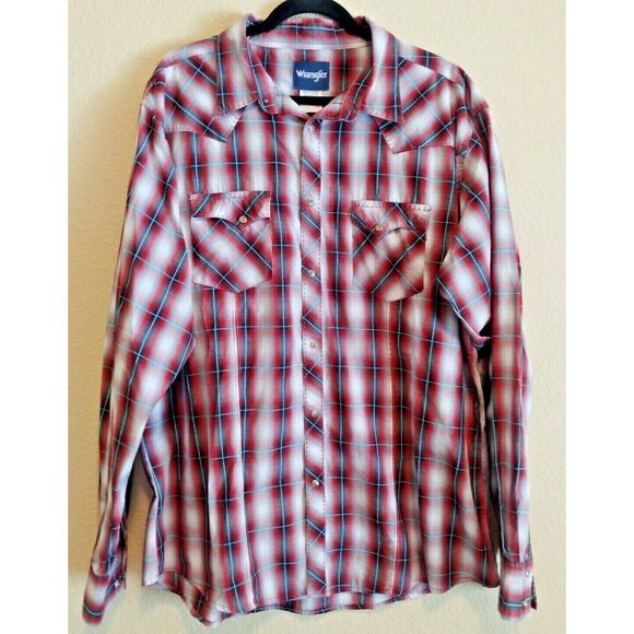 Chemise Serious Clothing Homme 2XL Rouge Plaid Western Pearl Snap - Vintage Y2K